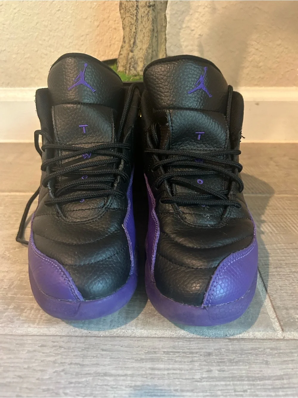 Jordan Black and Purple High-Top Sneakers